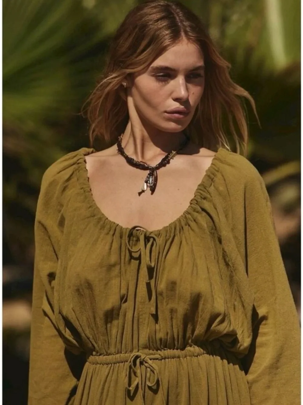 Free People Bohemian Witchy Ethereal Maxi Dress Green Moss Size Small NWT - Picture 4 of 11
